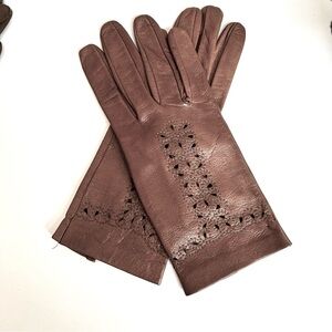 Brown Italian Leather Driving Gloves Size 7